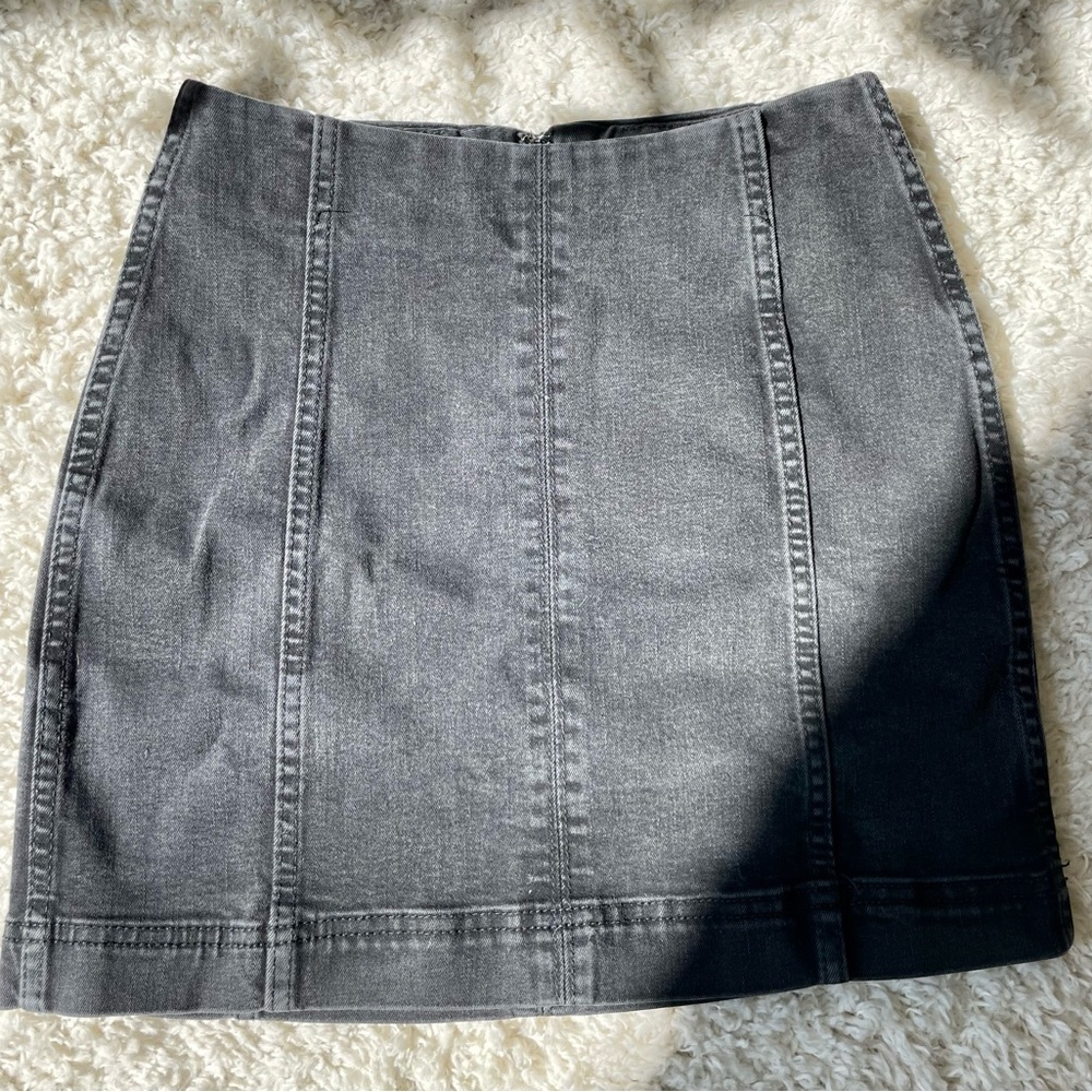 Faded Black Denim Mini Skirt